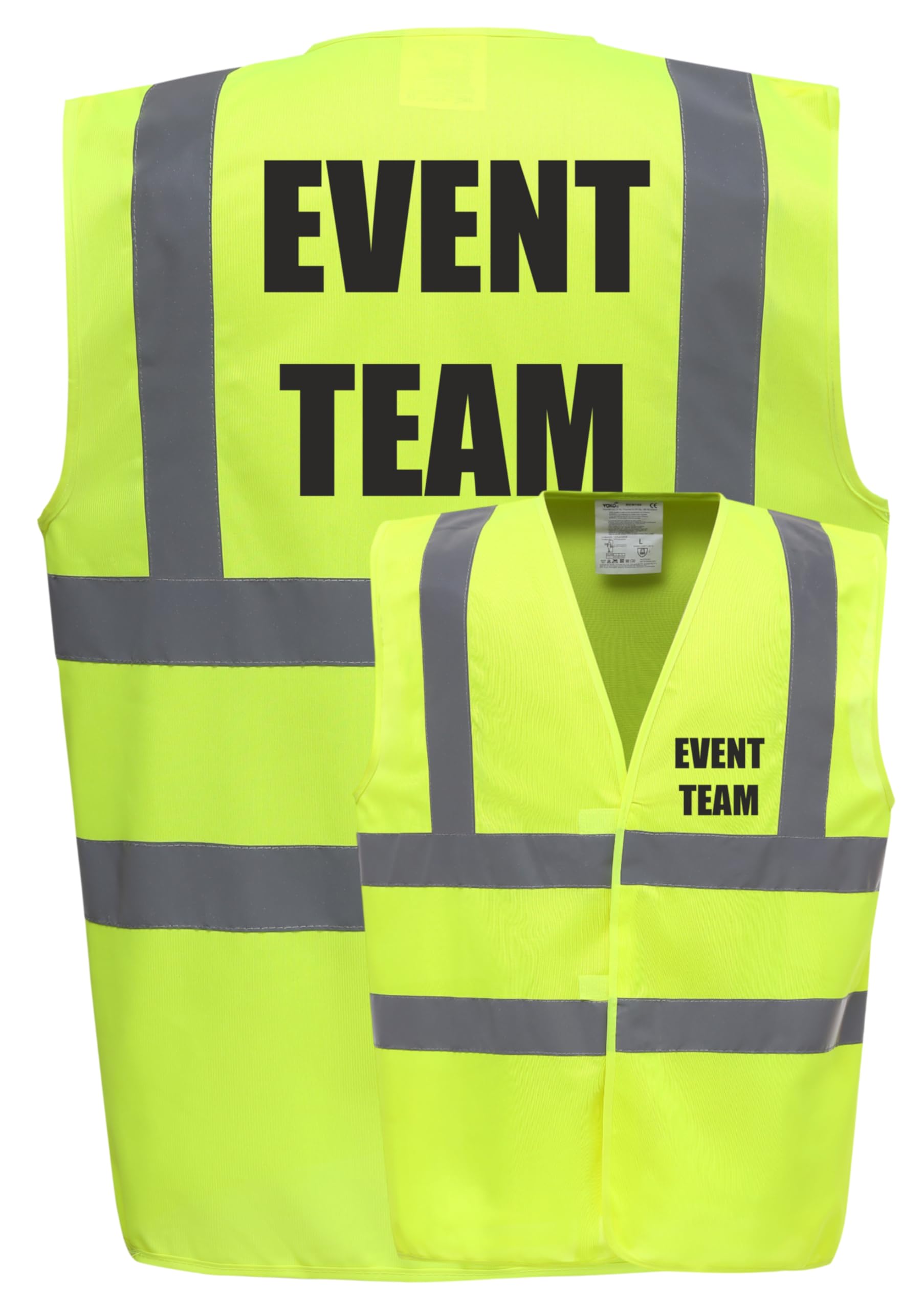 Event Team Yellow Hi Vis Viz Safety Vest Waistcoat Reflective High Visibility EN471 BS large