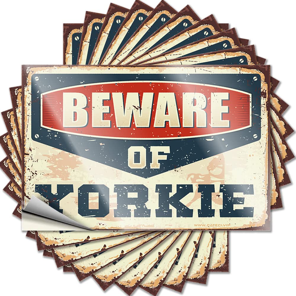 Sets Hard Funny Sticker | Beware of Yorkie Winter Durable Vinyl Sticker Easy Apply for Autumn(8X12CM)