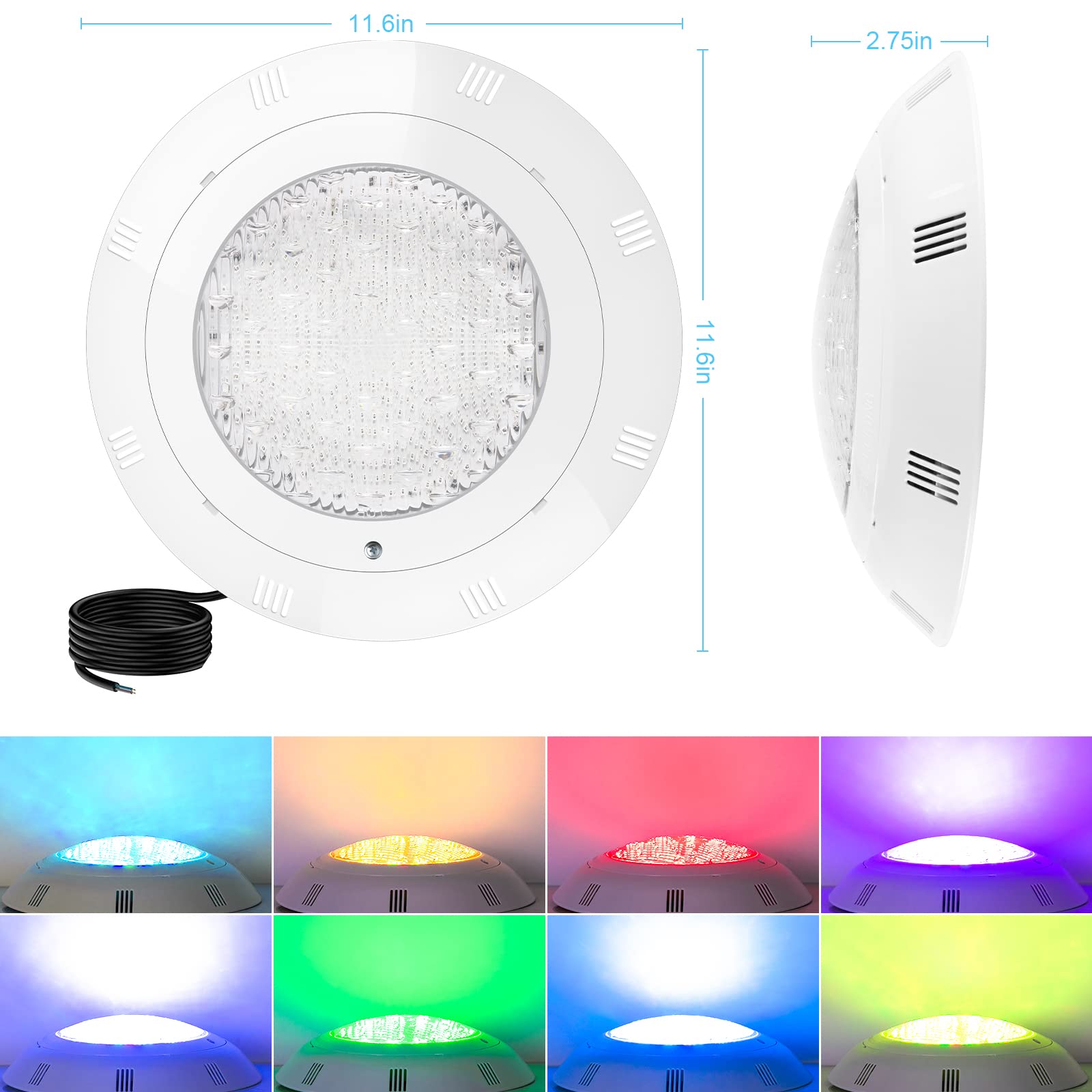 Kingwen Foco led piscina PAR56 RGBW Piscinas Lámpara 38W Con Control Remoto 12V AC/DC Universal Luces led Piscina IP68 Impermeable luces piscina