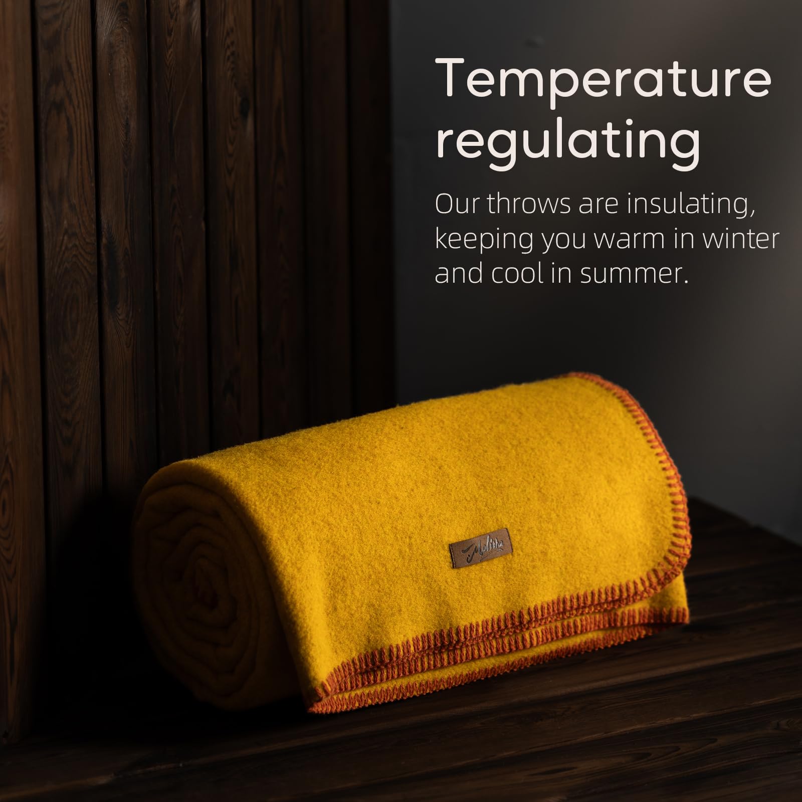 Amazon｜Molithe 100%ウールブランケット、48インチ x 62インチ