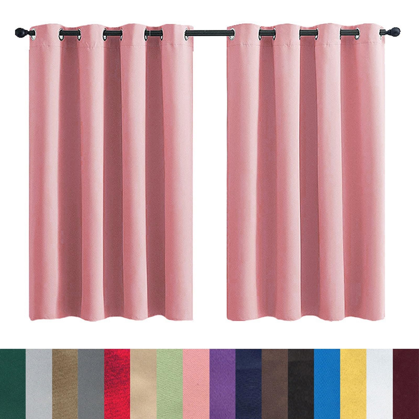 GAIFNAG Total Blackout Curtains 270 x 250 cm Insulated Energy Efficiency Eyelet, Multiple Size and Colour Curtain for Bedroom Black Out Curtain for Apartment/Hotel Dorm, Pink