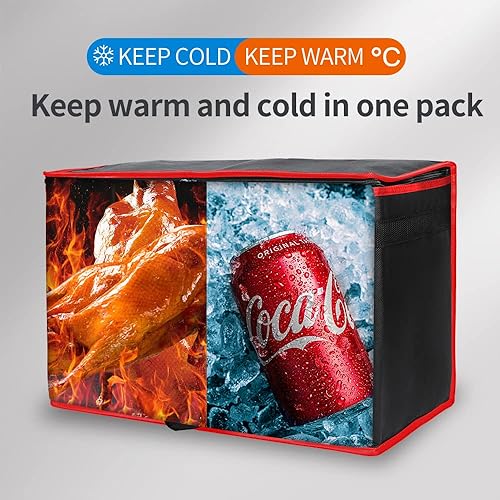 Miniatura 2 de Bodaon Bolsa térmica para entrega de alimentos, XXL bolsas de compras reutilizables para comestibles, bolsa enfriadora de picnic con cremallera