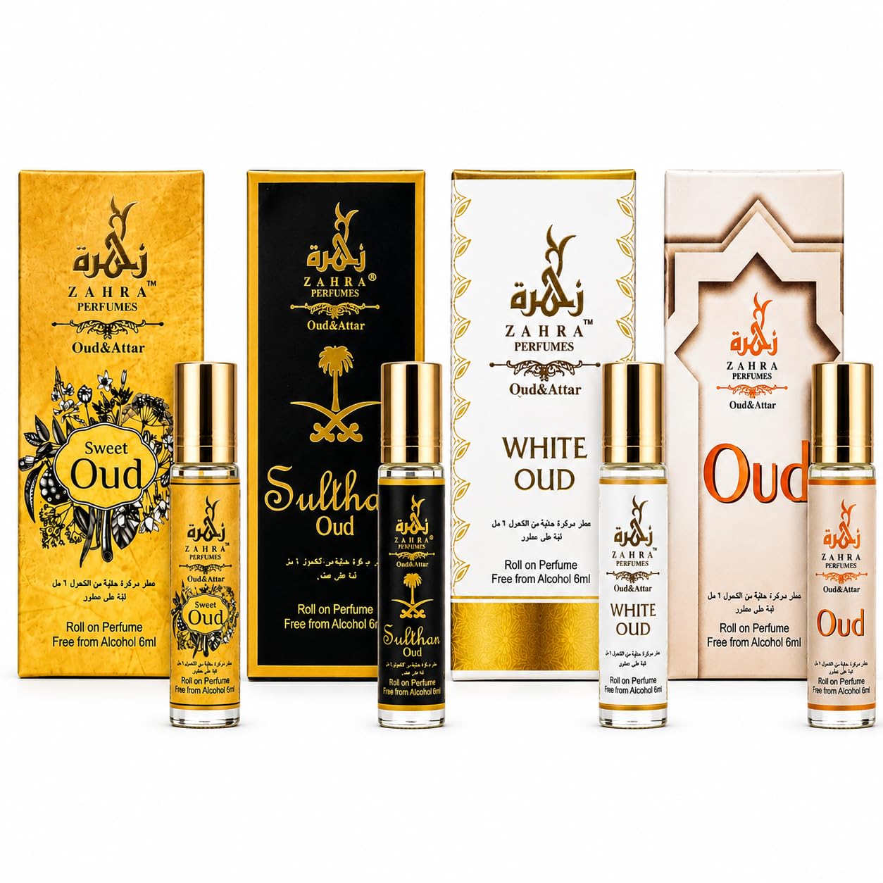 Premium Oud Combo Pack, Roll-On Attar, 100% Non-Alcoholic, 4 x 6ml, for Men and Women-image-49