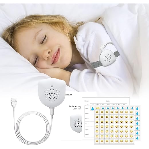 Bedwetting Alarm for Boys and Girls, USB Rechargeable, Pee Alarm with Music Optional and Volume Control, Potty Alarm with Sounds and Vibration, Bed-wetting Sensor for Kids Adults