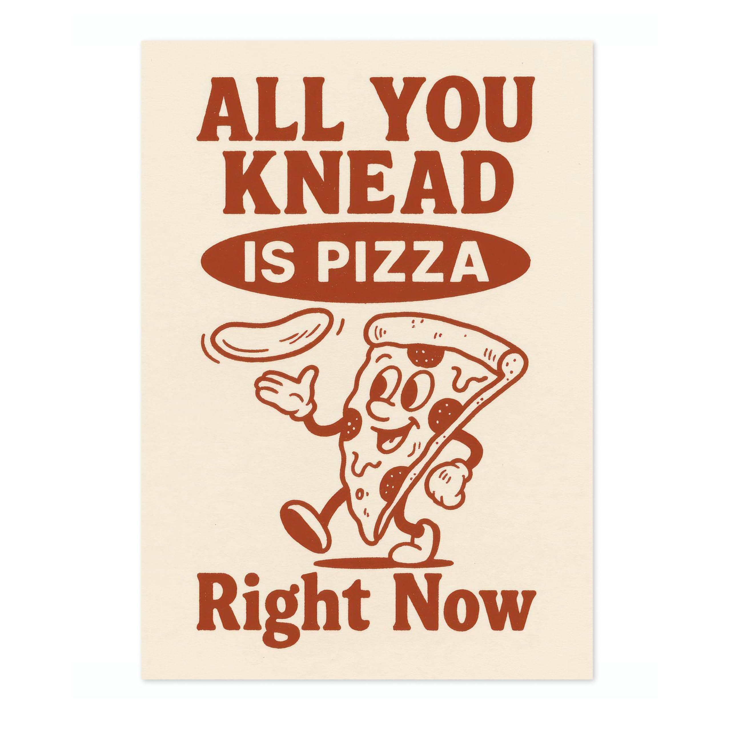 All You Knead Is Pizza Kitchen Wall Art, Modern Food Poster, Cartoon Mascot Prints, Kitchen Typographic Home Decor, A1 (Print Only) - 84.1x59.4cm — image 1