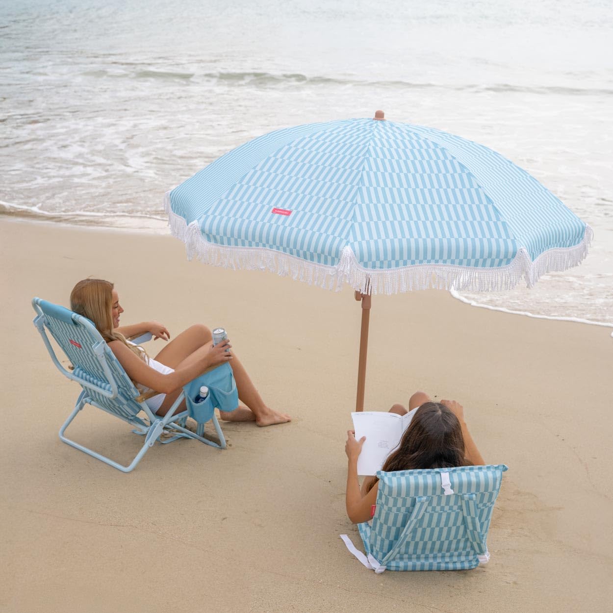 Flamingueo Ombrellone da Spiaggia, Giardino, Piscina, Altezza e Orientamento Regolabile, Protezione UPF 50+, Poliestere, Borsa per il Trasporto, 210 x 180 cm