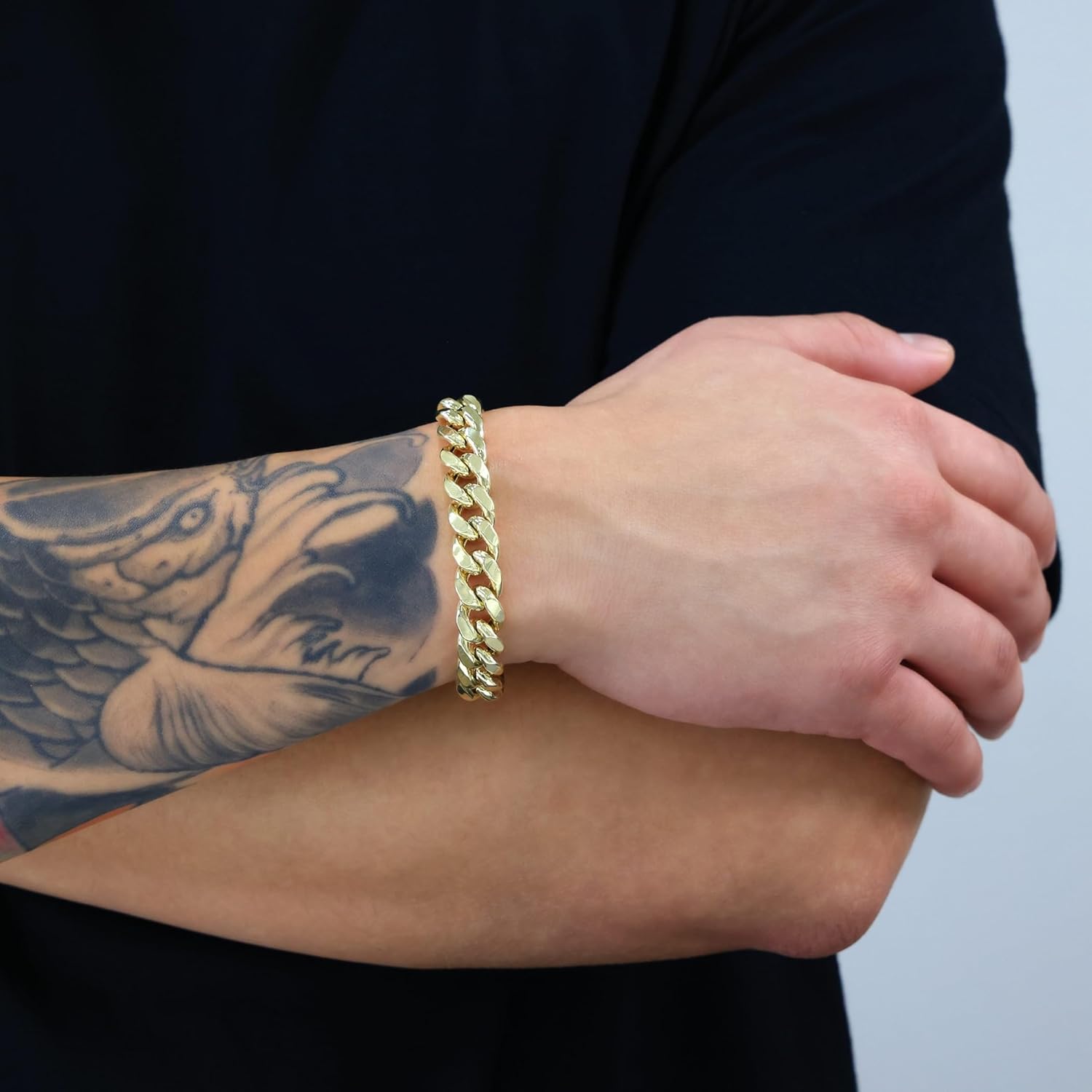 Nuragold 10k Real Yellow Gold Miami Cuban Link 11mm Chain Bracelet (7"-9") Italian Jewelry for Men