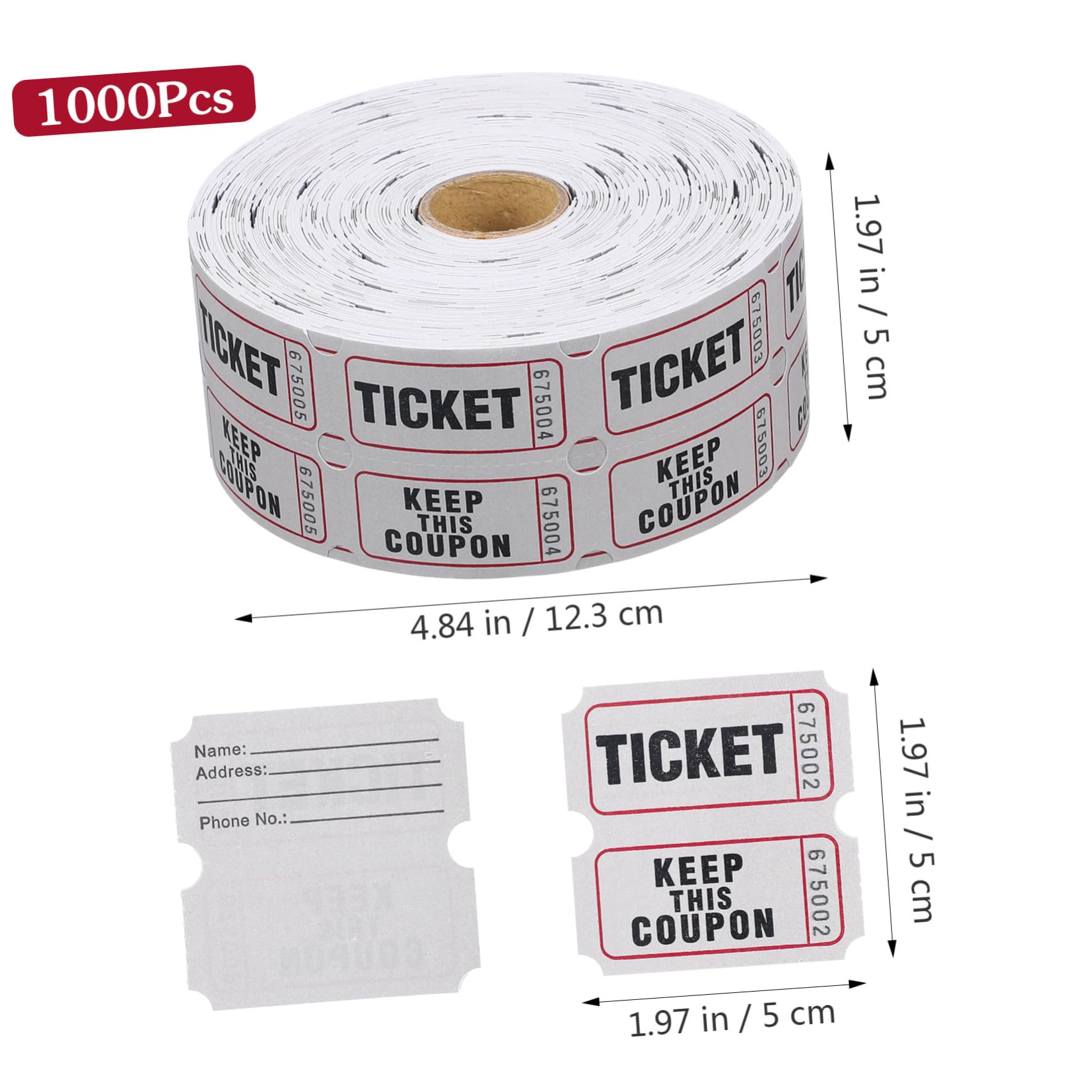 Rollo de Boletos de Rifa de Papel Recubierto, Clásico, Perforado