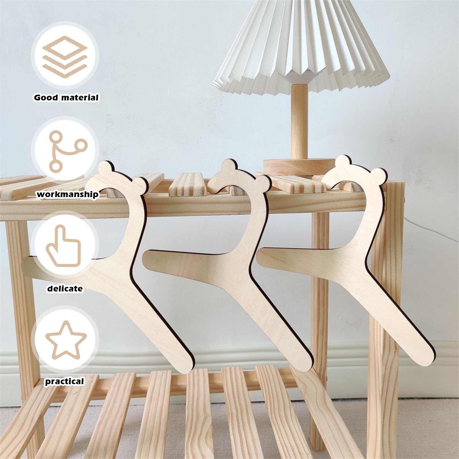 Appendiabiti per Bambini 25 Pezzi Legno Antiscivolo Impilabili Neonato