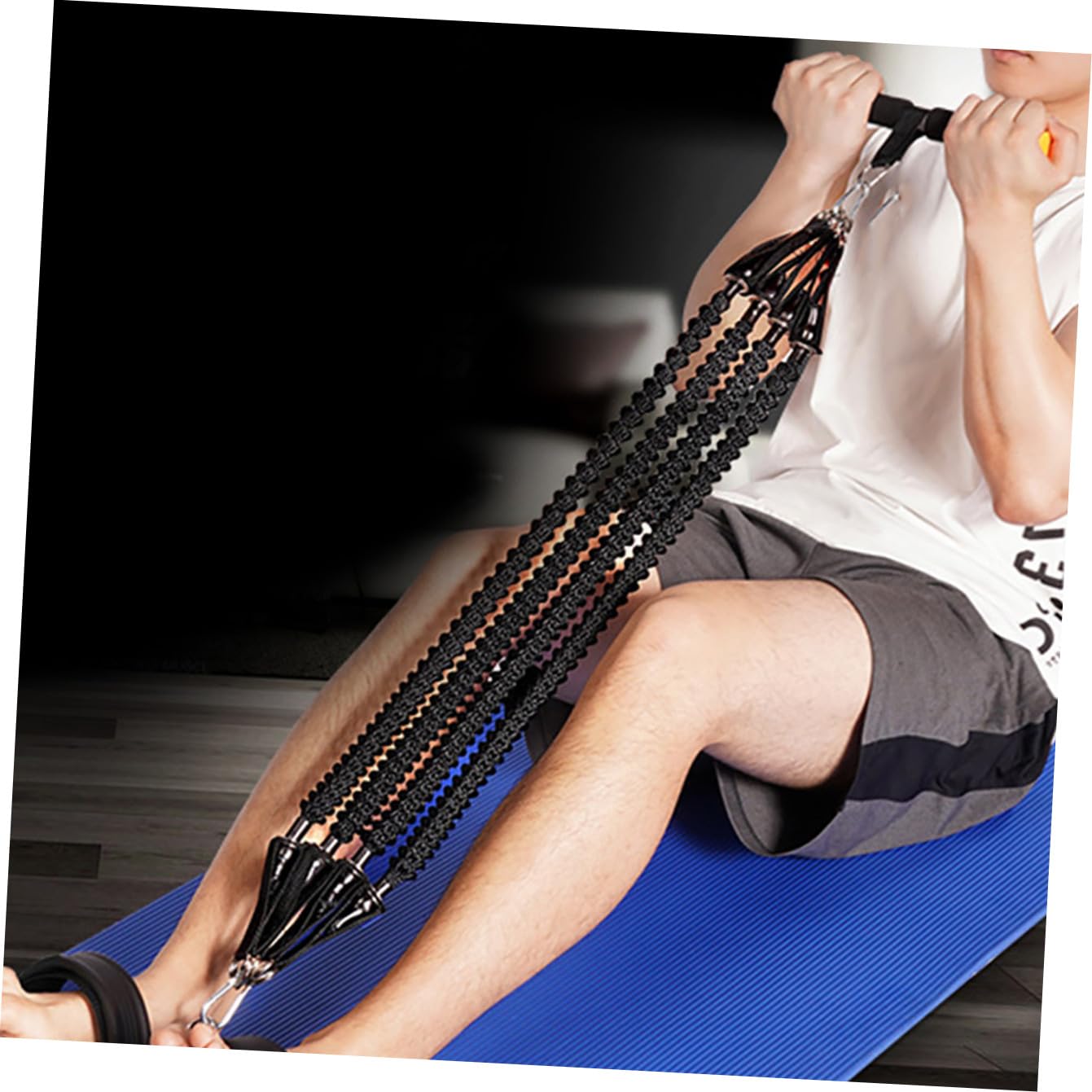 Ciieeo Fascia Elastica di Resistenza per Fitness Pedale Corda di Tensione Multifunzionale per Allenamento Gambe Braccia e Addominali Attrezzatura Portatile per Esercizi a Casa e