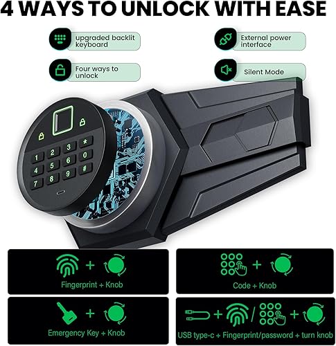 Miniatura 3 de kavey Caja fuerte grande de 6.5 pies cúbicos, impermeable, con luz LED, a prueba de fuego, segura para documentos del hogar, contraseña de huellas