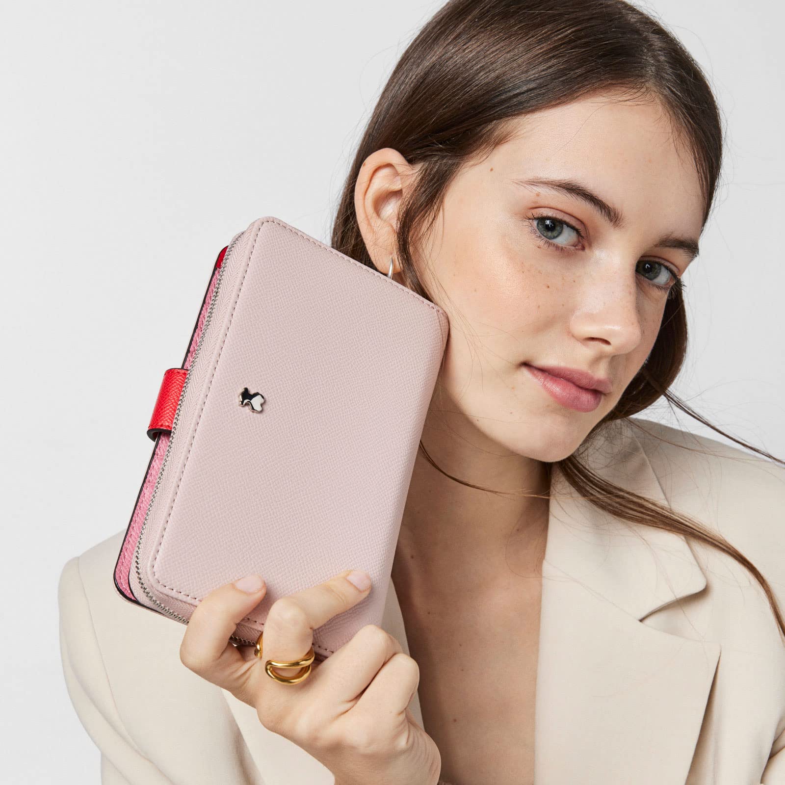 TOUS Billetera Mediana Rosa Y Beige, Para Mujer, Medidas 20 x 10 x 3 cm, Colección New Dubai