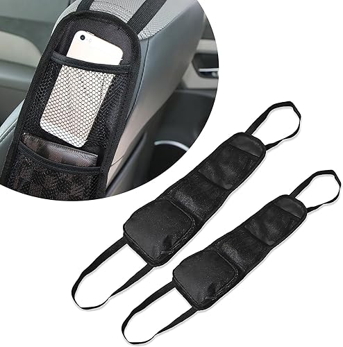 2 PCS Car Seat Storage Hanging Bag, 16.5In x 5.5In Durable Oxford Vehice Storage Mesh with Triple Pocket, Universal Large Capacity Automotive Seat