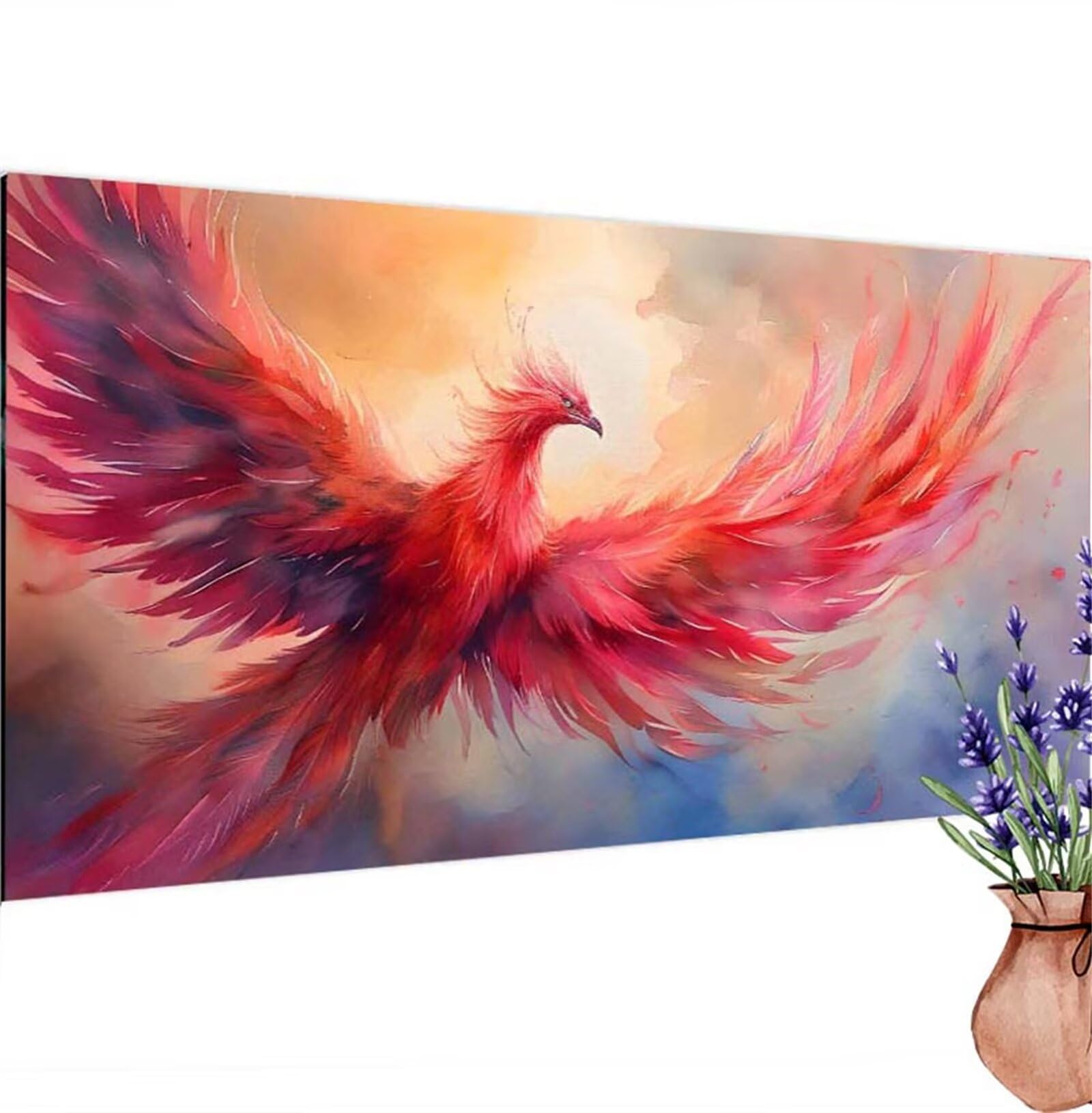 Diamentowe malowanie feniks, diamentowy obraz dla dorosłych duży XXL 120 x 60 cm, DIY 5D Fantasy Diament Haft Pełny zestaw dla dzieci Początkujący Kryształowy zestaw do dekoracji ścian, prezent męski