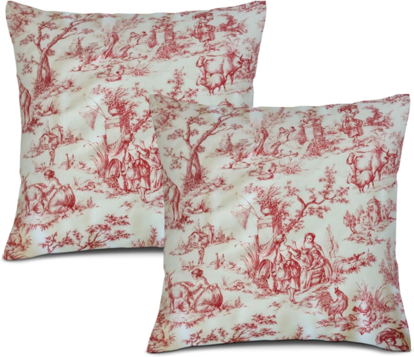 Red Toile Pillow Covers French Country Throw Pillows