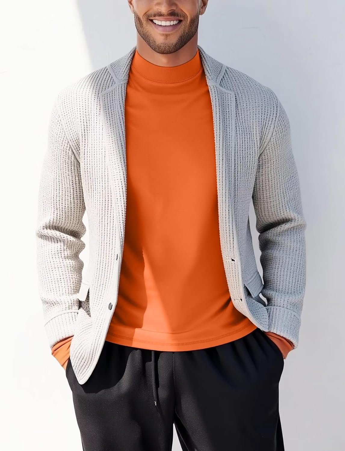 Zengjo Mens Mock Turtleneck Long Sleeve T Shirts Slim-Fit Lightweight Thermal Base Layer Top Soft Stretch - Image 3