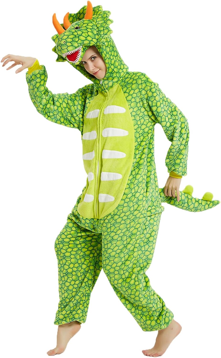 Plustrong Triceratops Costume Onesie Pajamas Adult Halloween Costumes Animal Cosplay Sleepwear - Image 3