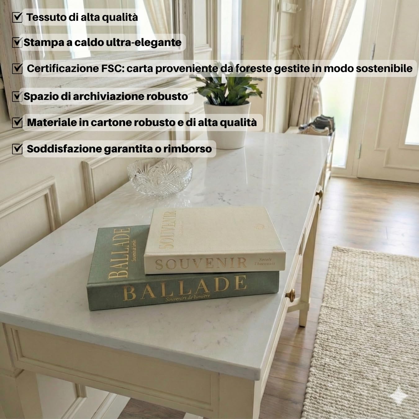Libri Decorativi Arredamento Set 2 | Libri Finti Decorativi Design con Scatola Libro Contenitore | Coffee Table Book Decorazioni Casa | Libro Porta Oggetti Arredo Salotto Soggiorno (Verde Salvia)