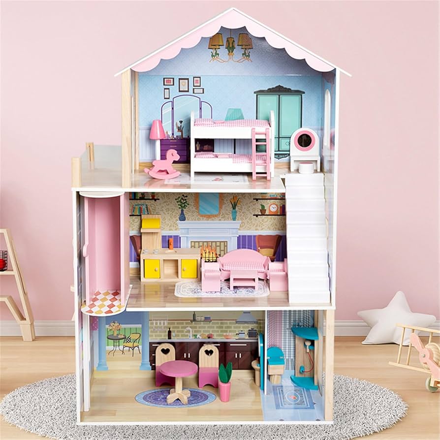 Amazon | ドールハウスモデル 木製大型3階建てバルコニーヴィラ