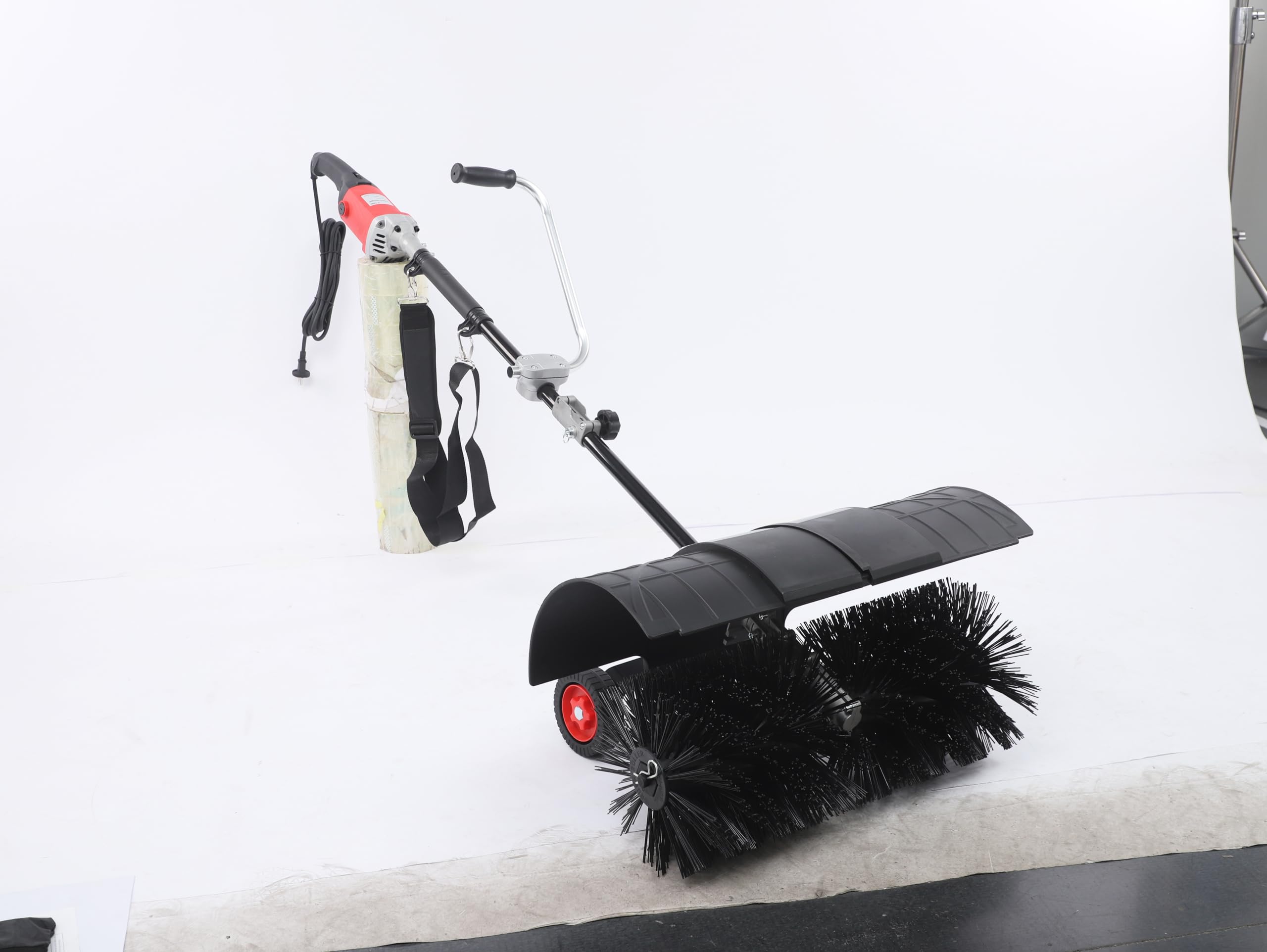 Spazzatrice elettrica 2 in 1 e soffiatore, 1600 W, spazzaneve a 6 marce, 7000 – 9000 RPM, per la pulizia del prato, spazzatrice e soffiatore con ruote, 55 cm