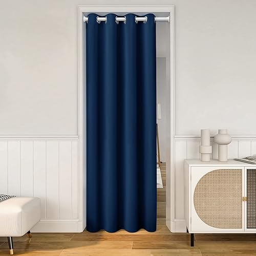 HOMEIDEAS Cortinas de puerta azul marino para privacidad, cortina de armario con ojales para dormitorio, 39 pulgadas de ancho x 78 pulgadas de