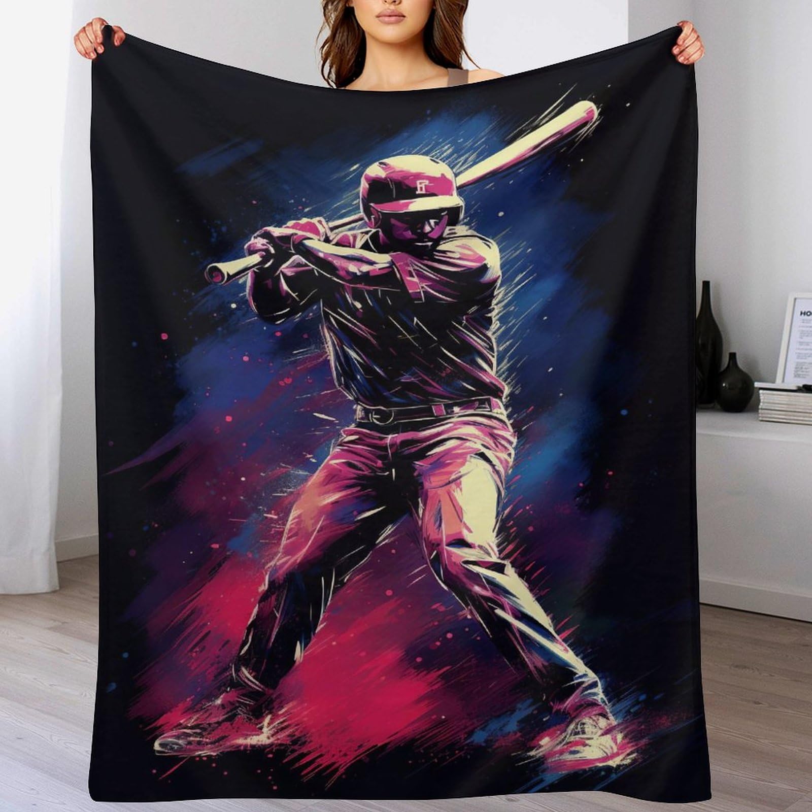 Manta de béisbol en franela de 100x130 cm para sofá y cuatro estaciones