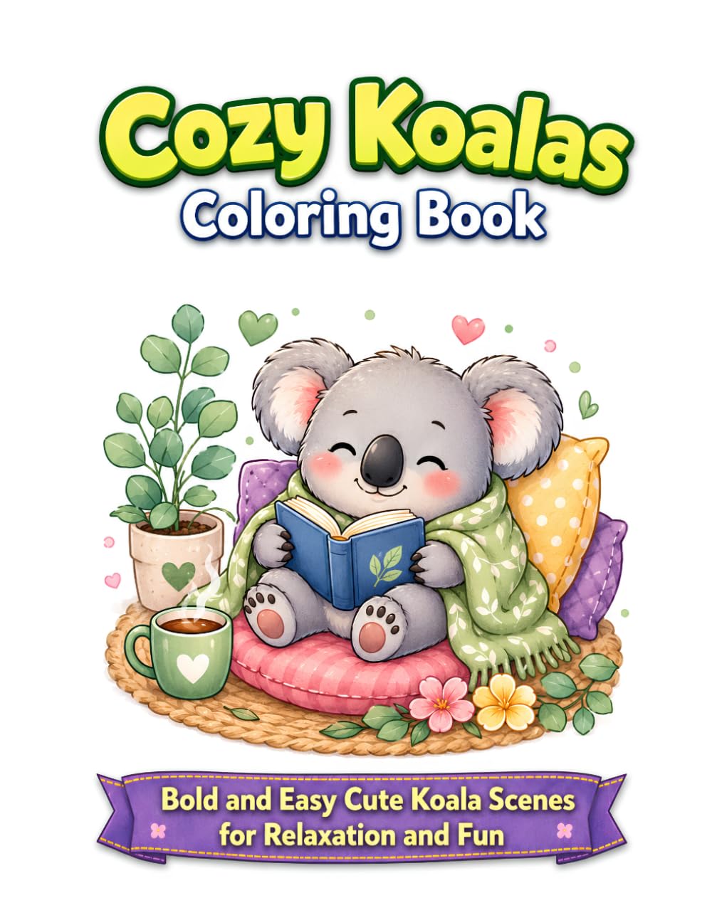 Cozy Koalas Coloring Book: Bold and Easy Cute Koala Scenes for Relaxation and Fun (Cozy Animals Coloring Book Series)