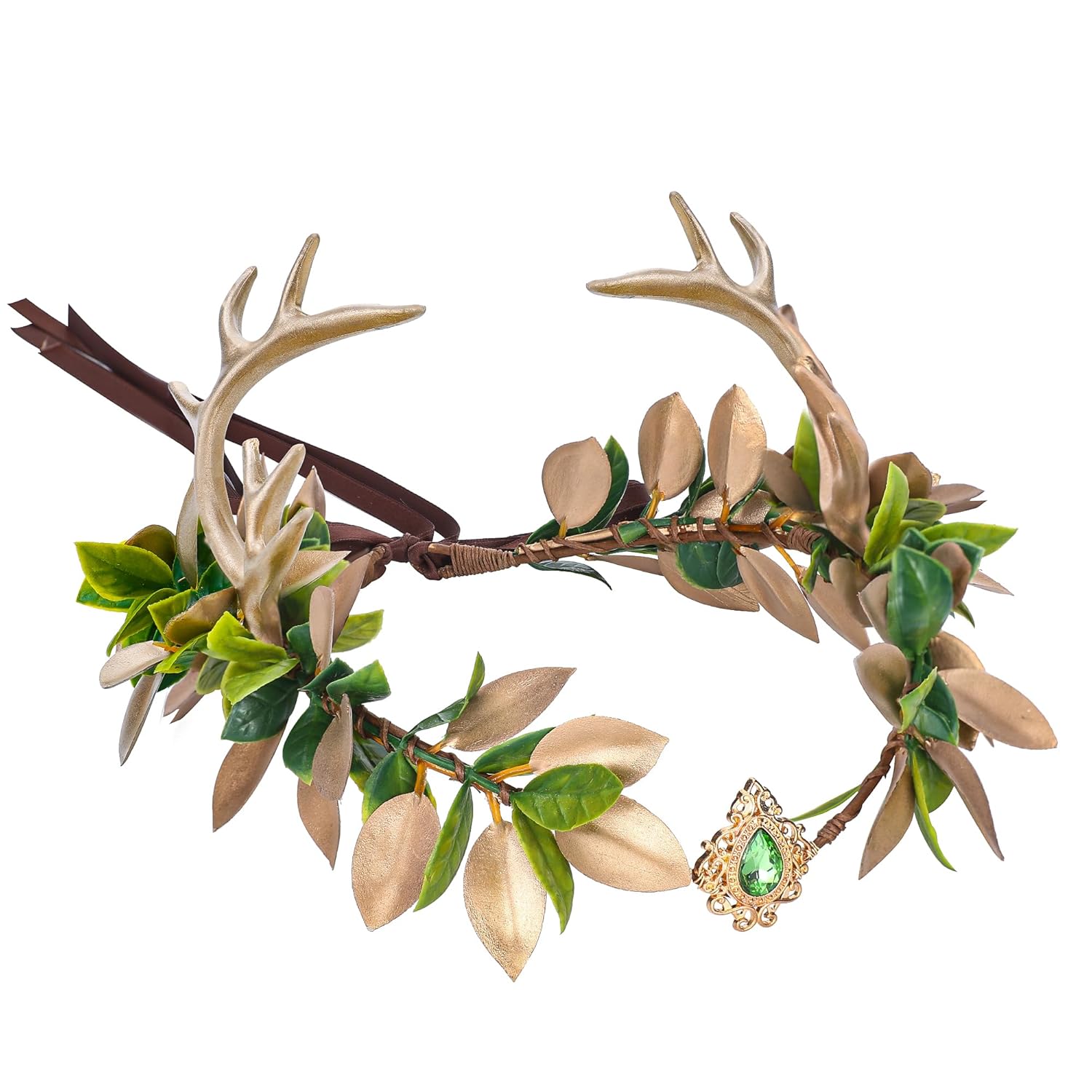 MOSTORY Handmade Woodland Antler Crown Forest Elf Crown Fairy Headband Flower