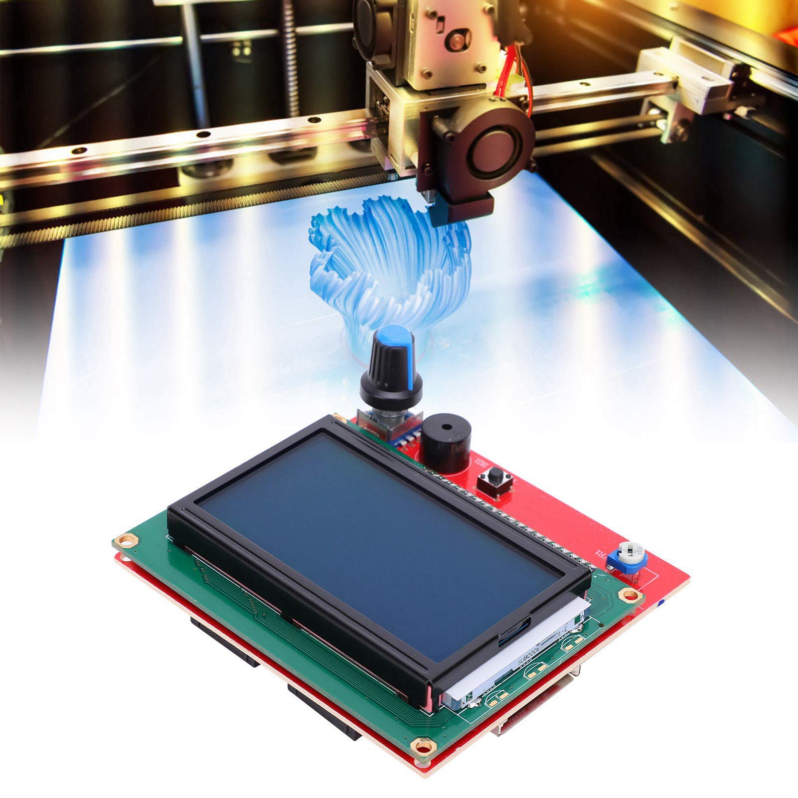 Carte contrôleur d'affichage Intelligent Graphique LCD 12864, Carte contrôleur Intelligente pour imprimante 3D, avec câble, pour imprimante 3D RepRap RAMPS 1.4