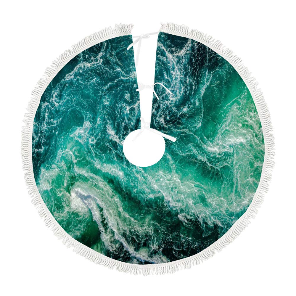 Tapis de sapin de Noël vagues de mer pour protéger le sol du salon