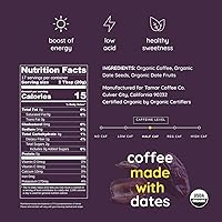 Vista 2 de Balance by tamar Date Coffee Mezcla orgánica molida de café y dátiles enteros Bajo en ácido Menos cafeína Dulzura saludable Impulso