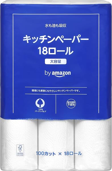 by Amazon Kitchen Paper FSC Certified Paper, 18 Rolls - 2
