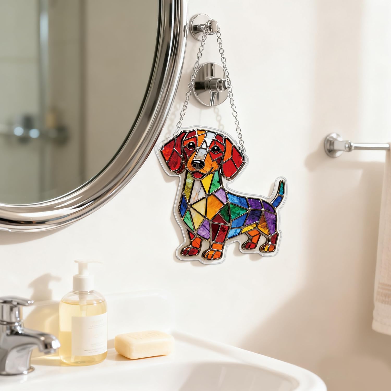 Colorful Dogs Acrylic Suncatchers for Windows Hanging Ornament Dachshund Gifts for Dog Lovers Women Friends Birthday Dachshund Christmas Decor Dog Window Decor for Home Bedroom Bathroom - Image 5