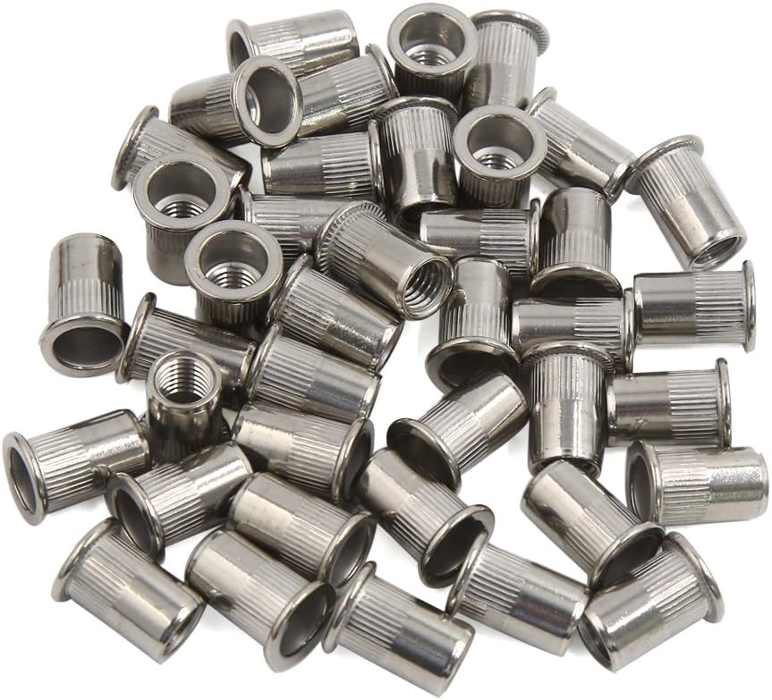 40 Pcs M10 Silver Tone 304 Stainless Steel Thread Flat Head Rivet Nuts
