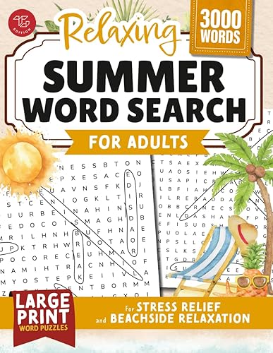 Relaxing Summer Word Search for Adults: Large Print Word Puzzles