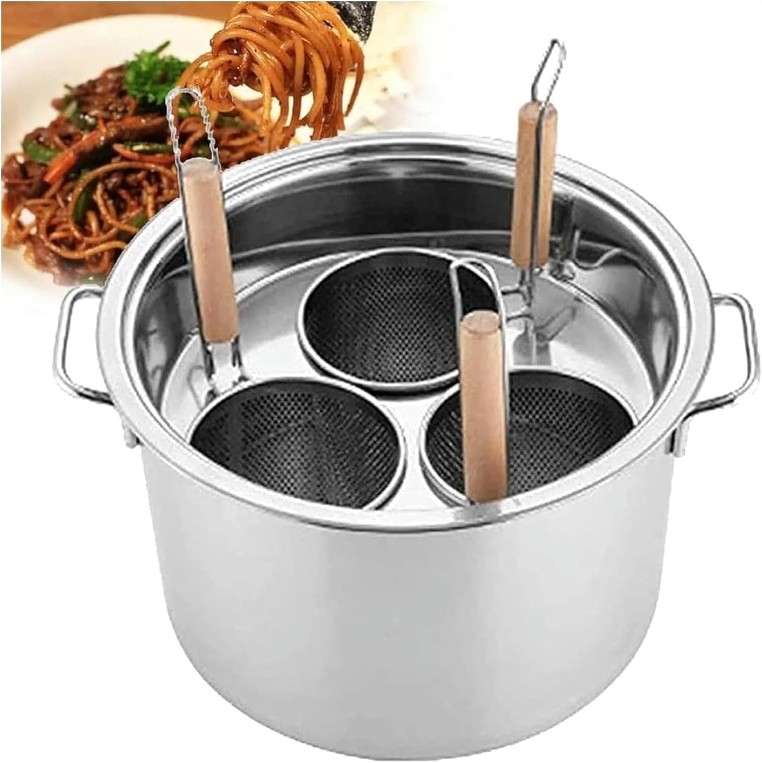 Pasta Pots Pasta Pot Stainless Steel Pasta Cooker, Pasta Cooker Set With Insert Strainer Basket, (3/4/5 Holes) Home Kitchen Stock Pot Restaurant Steamer Pot, Pasta Cooking Cookware