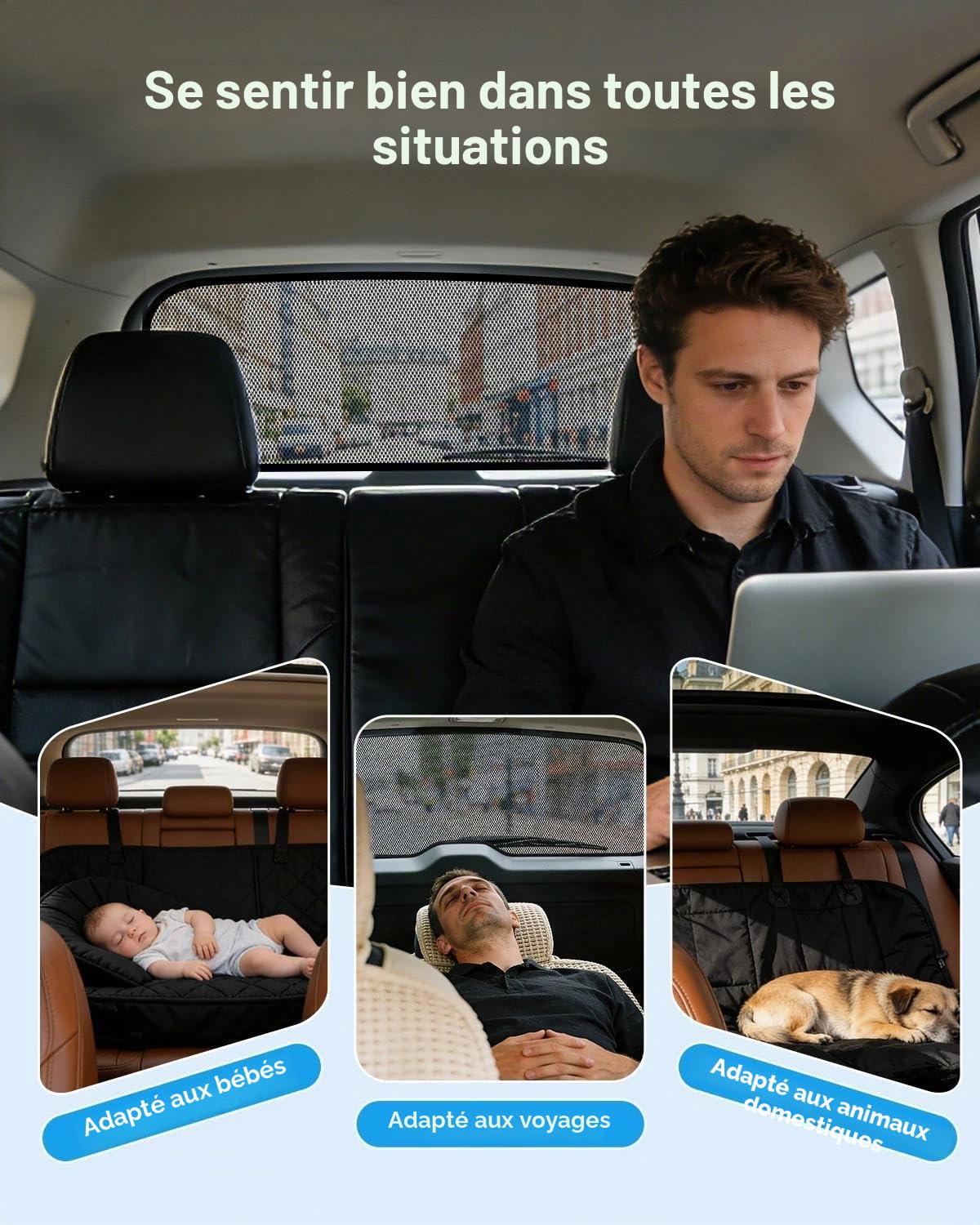 Pare-soleil de voiture pour VW Tiguan (2016-2024) - Pare-soleil arrière respirant avec protection UV et chaleur - Brise-vue pour bébé, camping