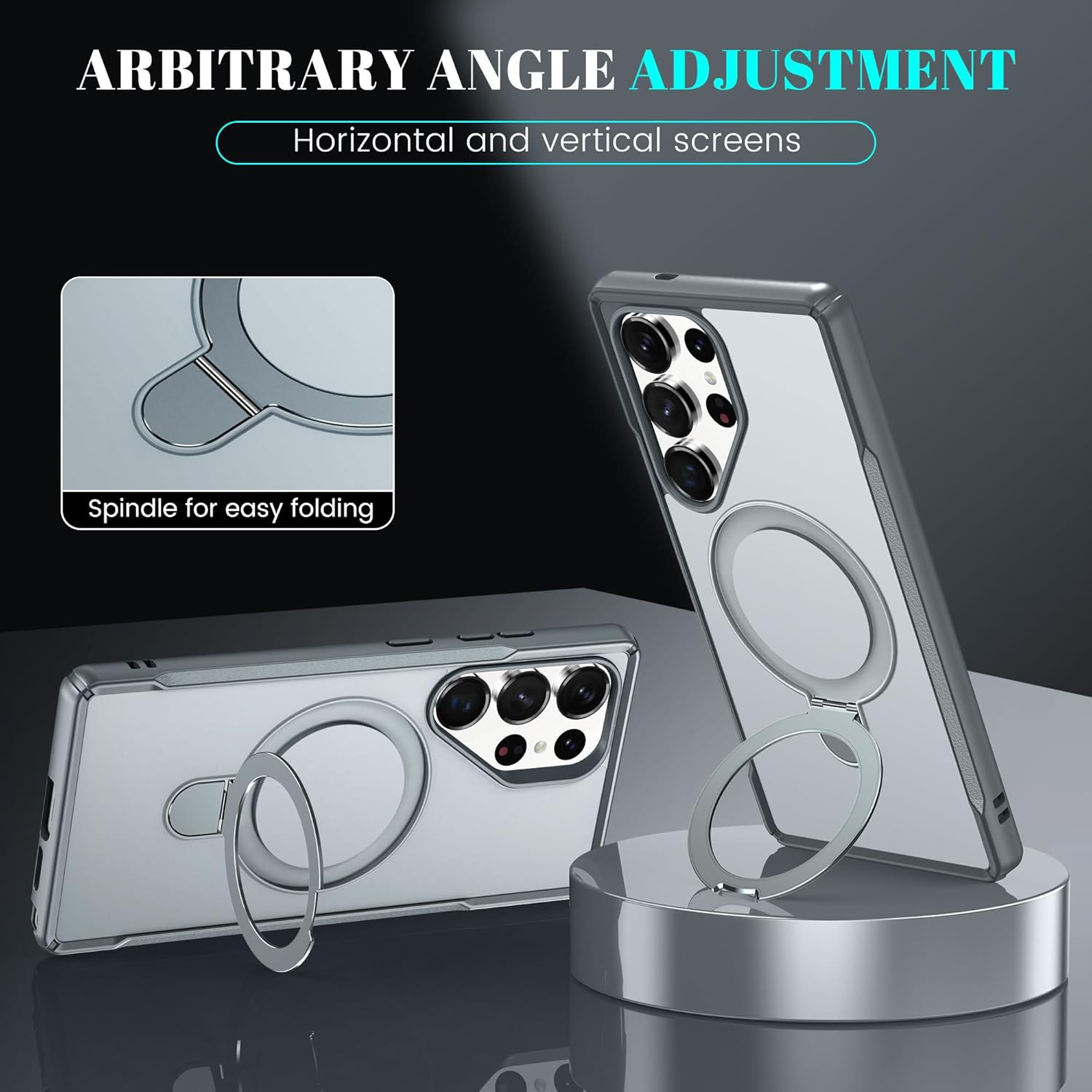 Designed for Samsung Galaxy S25 Ultra Case with Kickstand – Compatible with Magnetic Wireless Charging, Shockproof Protective Case, Grey - Image 5