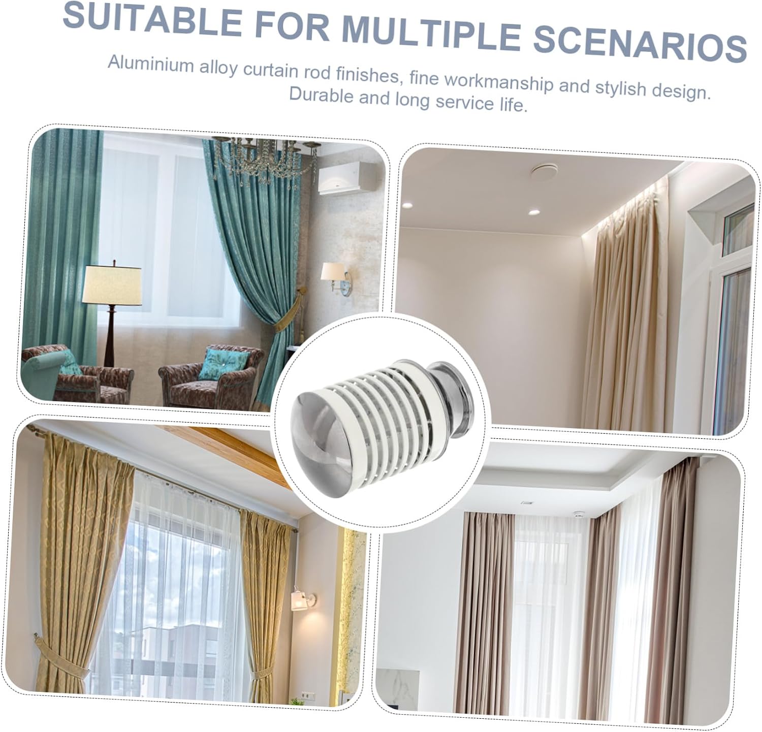 2pcs Curtain Rod Finials Replacement Ends Caps Window Curtain Accessories Matte White Decorative Pole Plugs for Living Bedroom Dining