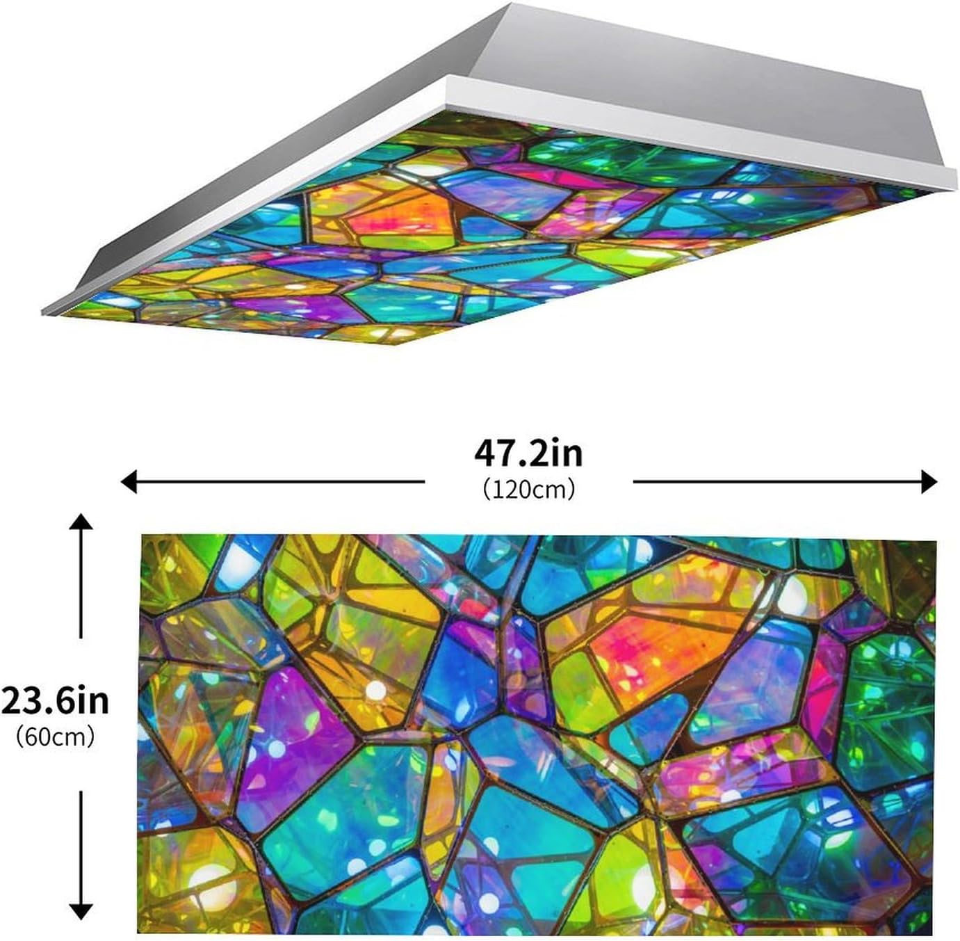 2 Pack Fluorescent Light Covers for Classroom - Color Geometry Magnetic Ceiling Light Cover Filters for School, Home, Office Drop Ceiling Lamp Decor, 4 X 2 Feet