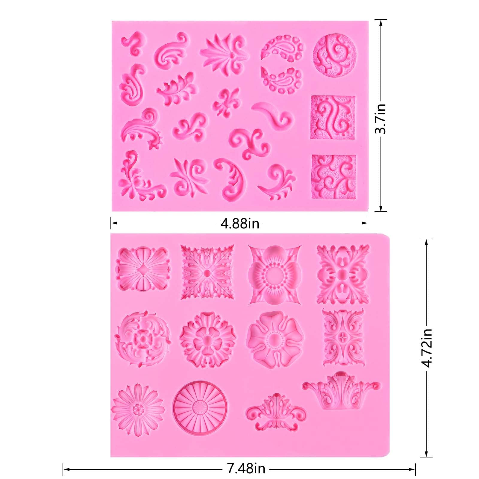 Jewelry Fondant Mold, Baroque Gems Silicone Chocolate Molds, for Wedding Cake Decoration Cupcake Toper, Birthday Party Christmas Clay Resin