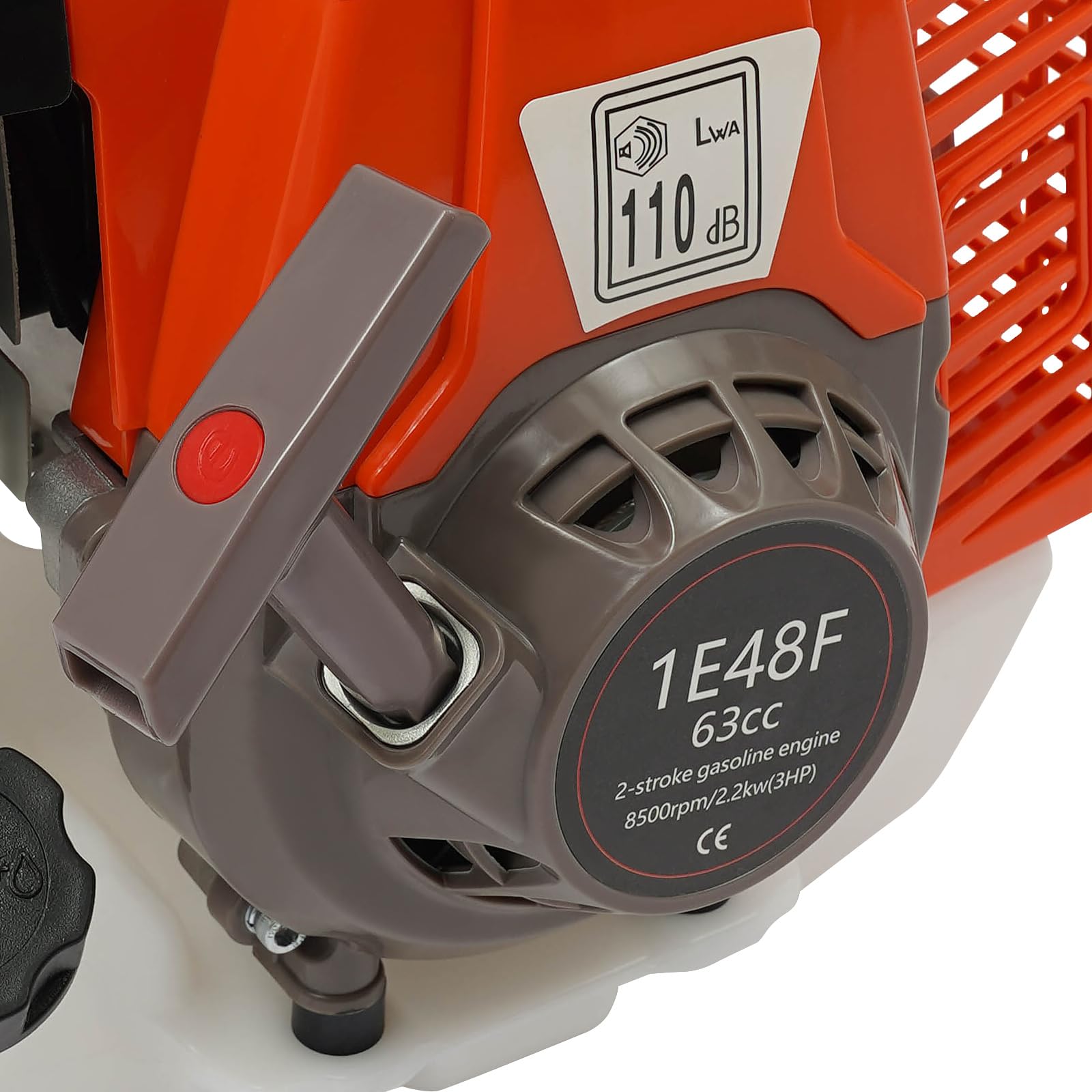 Motor de gasolina profesional de 63 cc para desbrozadora, 8500 rpm, motor universal de 2 tiempos, hasta 70 minutos de autonomía, motor de repuesto de 3 HP para cortacésped, cortasetos, depósito de 1 L