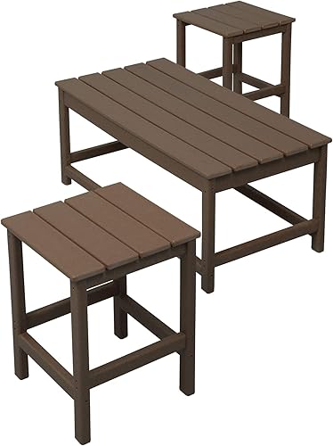 Miniatura 4 de WestinTrends Malibu - Juego de mesa auxiliar y café para exteriores, 3 piezas, para silla Adirondack, color marrón oscuro