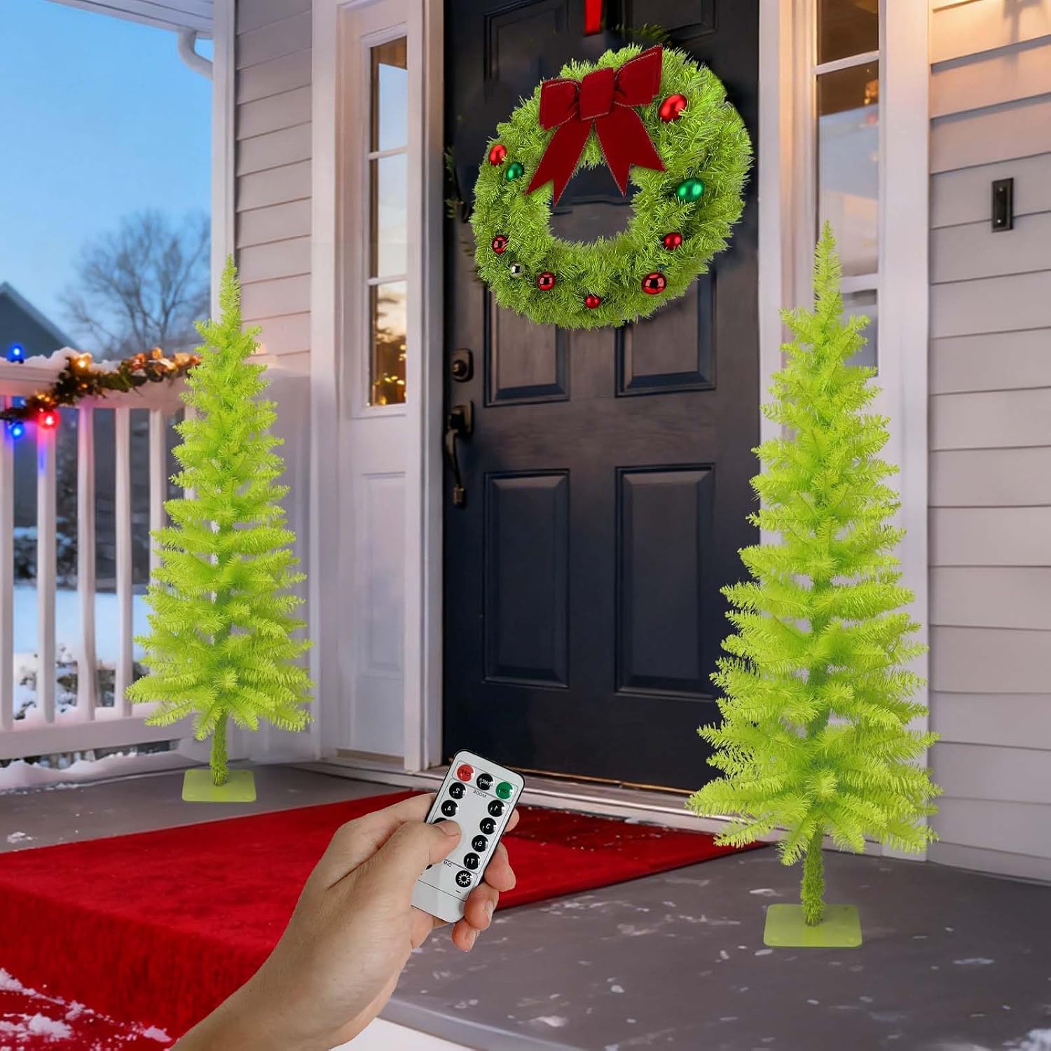 3FT Christmas Tree with Lights, 40 Led Battery Operated Powerd Bendable Mini Whimsical Lime Green Light Up Remote Contral Timer Curved Unique Artificial Xmas Decorations Small Fake Pine Tree Decor