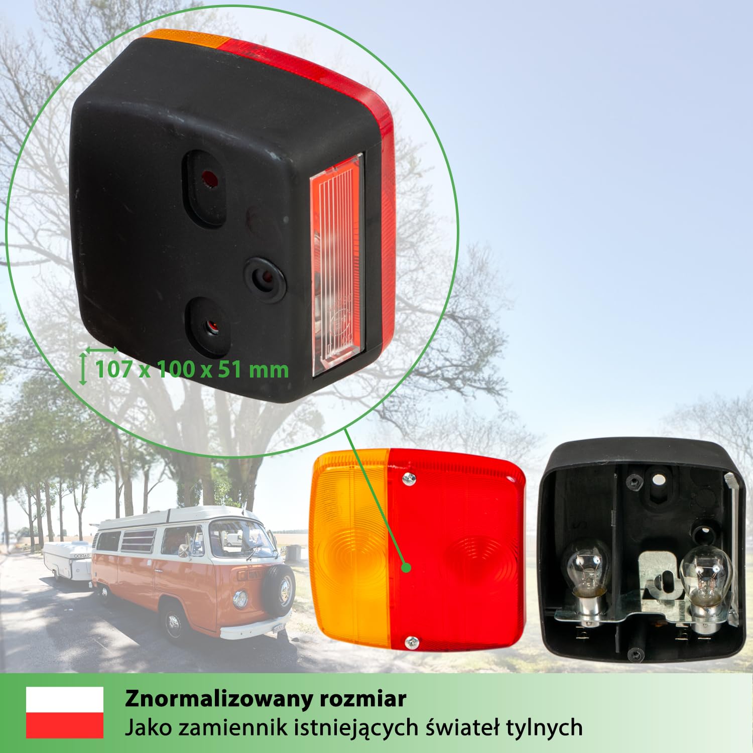 fouraces tylne światła przyczepy - 2 zestawy, ze schematem elektrycznym i oświetleniem tablicy rejestracyjnej, tylne światło, tylne światło, akcesoria, światło, lampy do samochodu, samochód