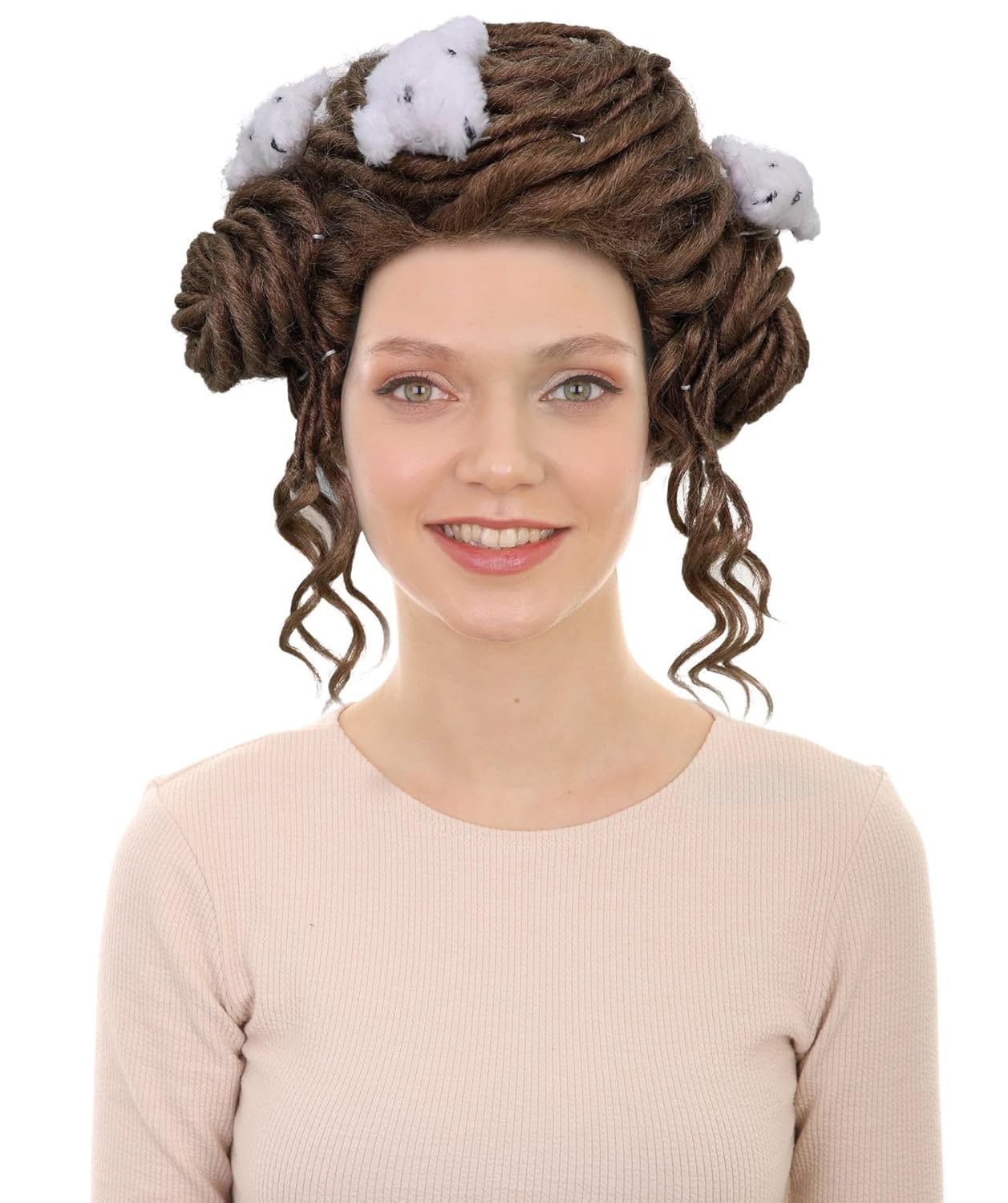 Adult Women's Faux Locs Brown Wig with Cute Plush Hair Clips, Dreadlock Style Synthetic Fiber Ideal for Costume Fashion and Party Wear