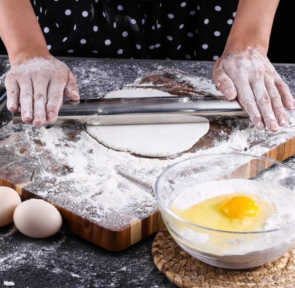 13"Pin de Rodadura de Acero Inoxidable Profesional de 13" □ Rodillo de Masa para panaderos Hacer Pizza, Galletas, pastelería, Pasta, Masa de albóndigas
