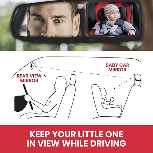 Miniatura 6 de Autobase Espejo de coche para bebé Espejo de bebé inastillable para asiento trasero de automóvil con amplia visión transparente Espejo de coche