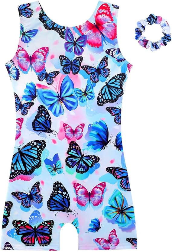 HOZIY Gymnastics Leotards for Girls with Shorts Biketards Dance Tumbling Outfits Matching Scrunchies 1-12 Years Old