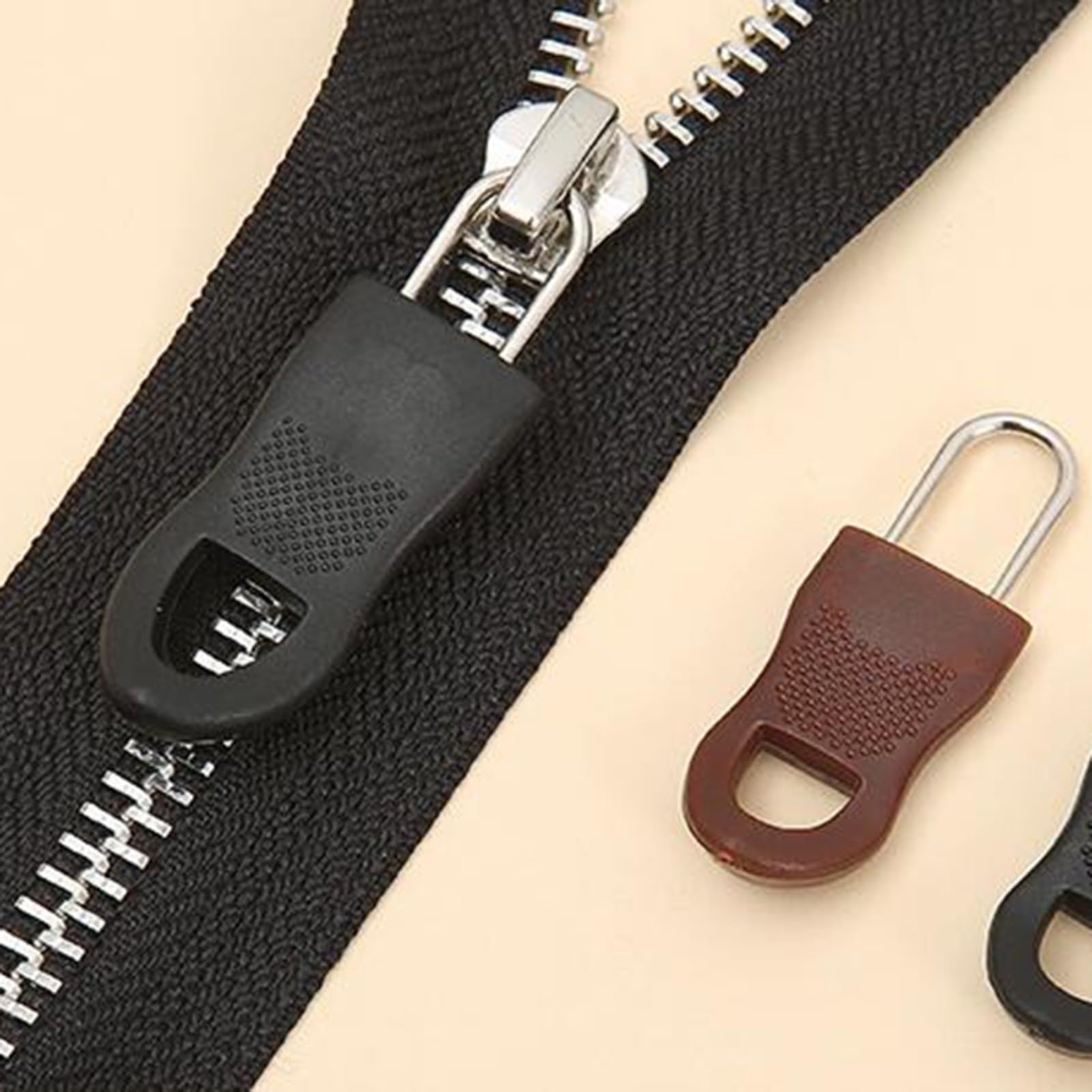 Reißverschluss-Abzieher Ersatz für Koffer Reisetasche Metalllegierung Reparaturschnalle für DIY Nähen Handwerk, werkzeuglose Installation für Gepäck, Jacke, Rucksack (schwarz groß)